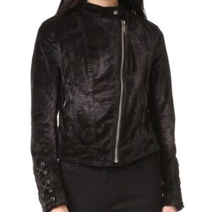 Free people Lacey Velvet black moto jacket